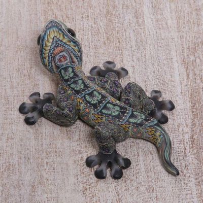 Alternate image for Handcrafted Polymer Clay Gecko Sculpture 4 Inch Lively Gecko