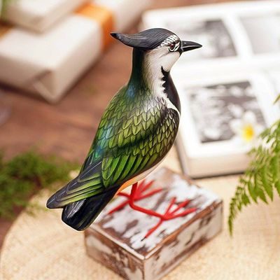 Alternate image for Hand-Carved and Painted Bird Sculpture Lapwing