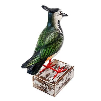 Alternate image for Hand-Carved and Painted Bird Sculpture Lapwing