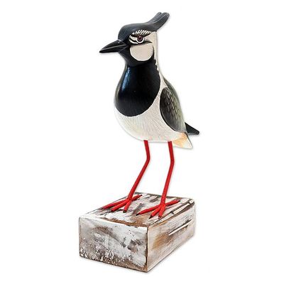 Alternate image for Hand-Carved and Painted Bird Sculpture Lapwing