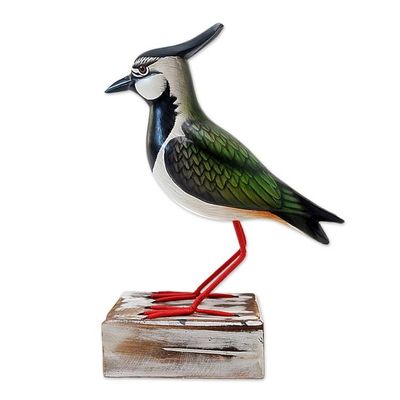 Alternate image for Hand-Carved and Painted Bird Sculpture Lapwing