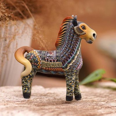 Alternate image for Handcrafted Polymer Clay Horse Sculpture 3.3 Inch Vibrant Horse