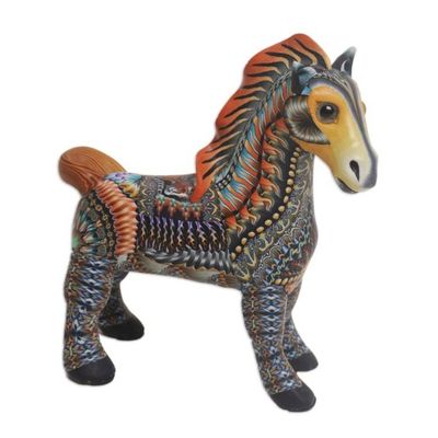 Alternate image for Handcrafted Polymer Clay Horse Sculpture 3.3 Inch Vibrant Horse