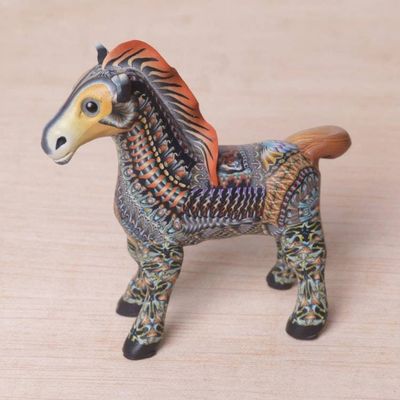 Alternate image for Handcrafted Polymer Clay Horse Sculpture 3.3 Inch Vibrant Horse