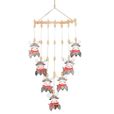 Primary image for Hand-Carved and Painted Reindeer-Themed Wood Wall Hanging Christmas Reindeer