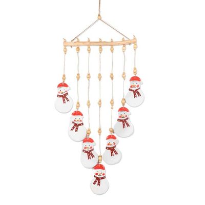Alternate image for Hand-Carved and Painted Snowmen-Themed Wood Wall Hanging Merry Snowmen