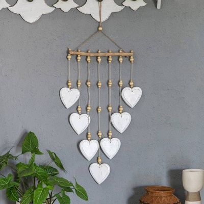 Primary image for Hand-Painted White Heart-Shaped Albesia Wood Wall Hanging Snowy Heart
