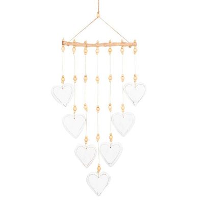Alternate image for Hand-Painted White Heart-Shaped Albesia Wood Wall Hanging Snowy Heart