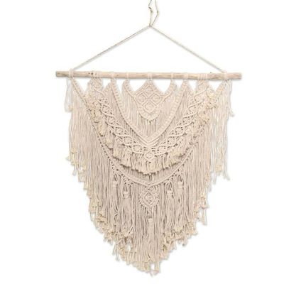 Alternate image for Hand-Woven Cotton Macrame Wall Hanging Playful Ties