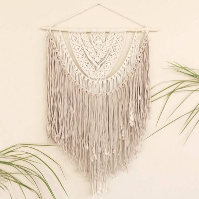 Alternate image for Cotton Macrame Wall Hanging with Display Rod Bit of Earth