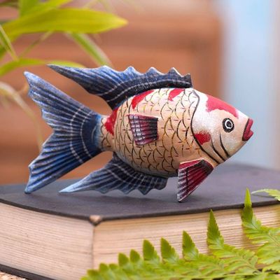 Alternate image for Handmade Jempinis Wood Koi Fish Statuette Queen Koi