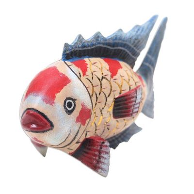 Alternate image for Handmade Jempinis Wood Koi Fish Statuette Queen Koi