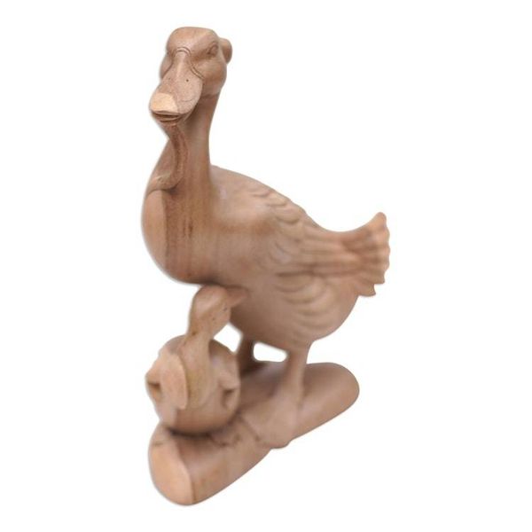 Alternate image for Mother and Child Hibiscus Wood Duck Sculpture Mother Duck