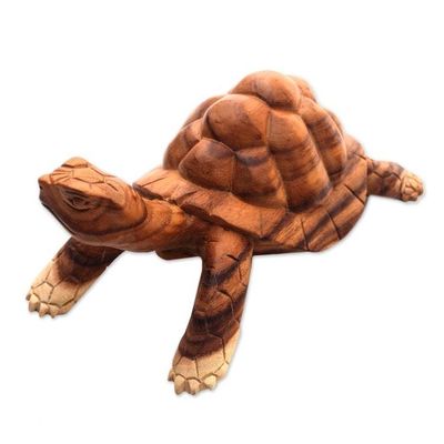 Alternate image for Suar Wood Tortoise Sculpture Hand-Carved in Bali Ubud Tortoise