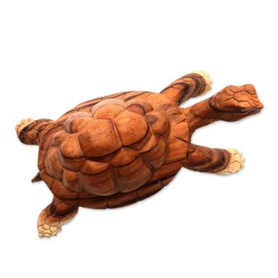 Alternate image for Suar Wood Tortoise Sculpture Hand-Carved in Bali Ubud Tortoise