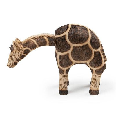 Alternate image for Javanese-Made Hand-Carved Mobile Giraffe Pule Wood Sculpture High Nature
