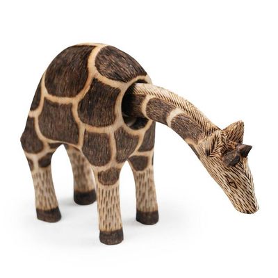Alternate image for Javanese-Made Hand-Carved Mobile Giraffe Pule Wood Sculpture High Nature