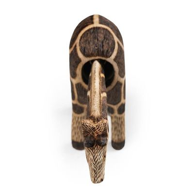 Alternate image for Javanese-Made Hand-Carved Mobile Giraffe Pule Wood Sculpture High Nature