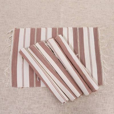 Alternate image for Hand Woven Striped Placemats Set of 6 Natural Cocoa