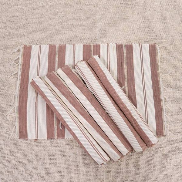 Alternate image for Hand Woven Striped Placemats Set of 6 Natural Cocoa