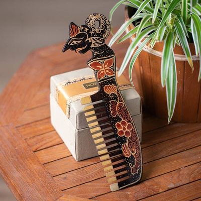 Primary image for Folk Art-Themed Batik Pule Wood Wayang Comb Wall Accent The Wayang