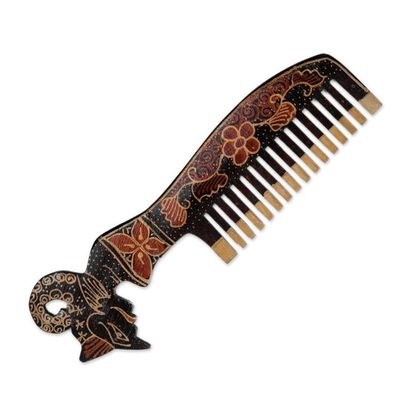 Alternate image for Folk Art-Themed Batik Pule Wood Wayang Comb Wall Accent The Wayang