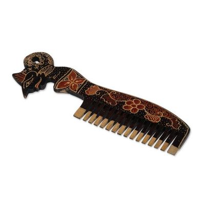 Alternate image for Folk Art-Themed Batik Pule Wood Wayang Comb Wall Accent The Wayang