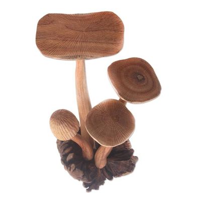 Alternate image for Jempinis Wood Mushroom Sculpture from Bali 13.5 in. Majestic Mushroom