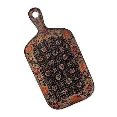 Alternate image for Cuisine-Themed Batik Pule Wood Cutting Board Wall Accent Cuisine Poem