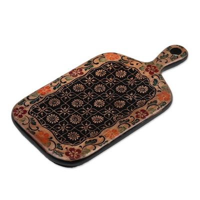 Alternate image for Cuisine-Themed Batik Pule Wood Cutting Board Wall Accent Cuisine Poem