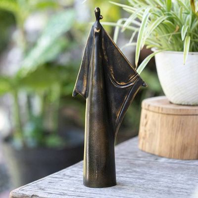 Alternate image for Golden-Toned Avant-Garde Resin Sculpture with Antiqued Look Open Hugs