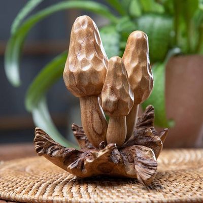 Primary image for Jempinis and Benalu Wood Morchella Sculpture Crafted in Bali Morchella Family