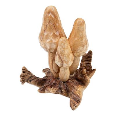 Alternate image for Jempinis and Benalu Wood Morchella Sculpture Crafted in Bali Morchella Family