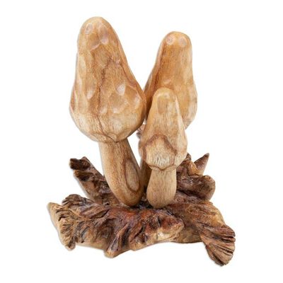 Alternate image for Jempinis and Benalu Wood Morchella Sculpture Crafted in Bali Morchella Family