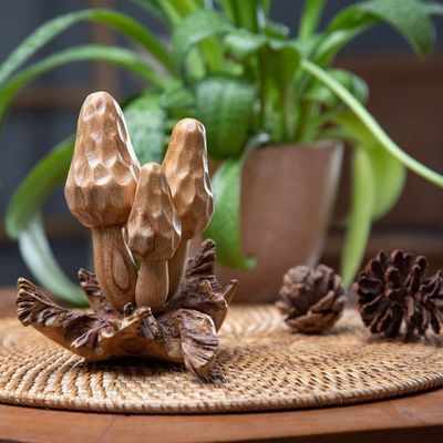 Alternate image for Jempinis and Benalu Wood Morchella Sculpture Crafted in Bali Morchella Family