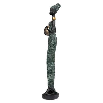 Alternate image for Antiqued Dark Green Resin Sculpture of Woman and Honey Jug Honey Dame
