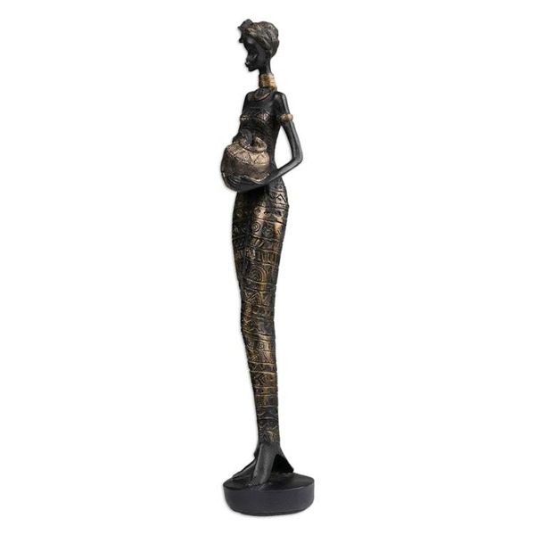 Alternate image for Folk Art Golden and Black Resin Sculpture of Javanese Woman Glorious Dame