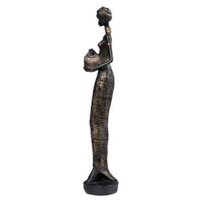 Alternate image for Folk Art Golden and Black Resin Sculpture of Javanese Woman Glorious Dame