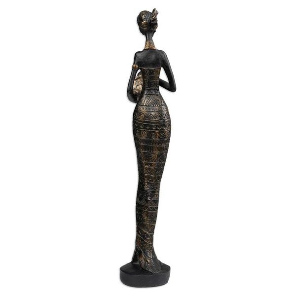 Alternate image for Folk Art Golden and Black Resin Sculpture of Javanese Woman Glorious Dame