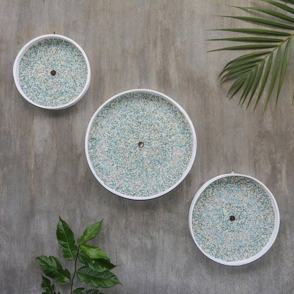 Alternate image for Hand Crafted Beaded Bamboo Wall Art Set of 3 Circles of Hope