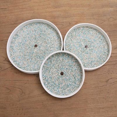 Alternate image for Hand Crafted Beaded Bamboo Wall Art Set of 3 Circles of Hope