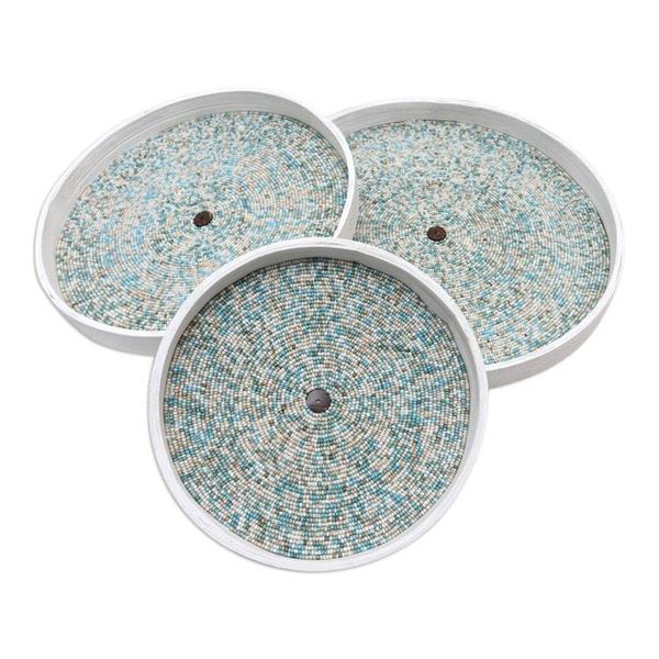 Alternate image for Hand Crafted Beaded Bamboo Wall Art Set of 3 Circles of Hope