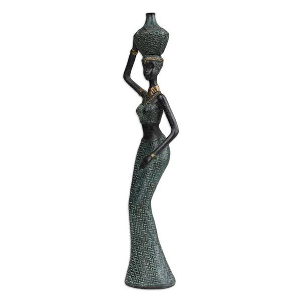 Alternate image for Folk Art Resin Sculpture of Javanese Woman Carrying Jug Traditional Dame