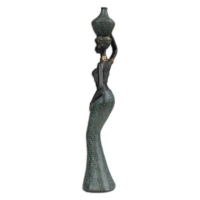 Alternate image for Folk Art Resin Sculpture of Javanese Woman Carrying Jug Traditional Dame
