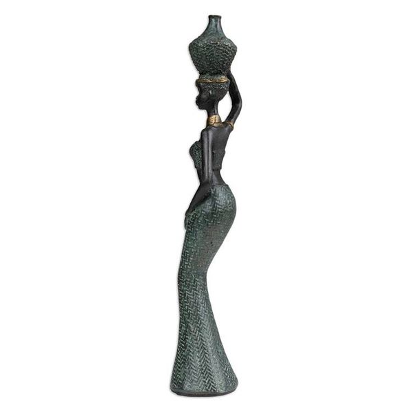 Alternate image for Folk Art Resin Sculpture of Javanese Woman Carrying Jug Traditional Dame