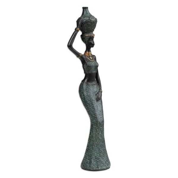 Alternate image for Folk Art Resin Sculpture of Javanese Woman Carrying Jug Traditional Dame