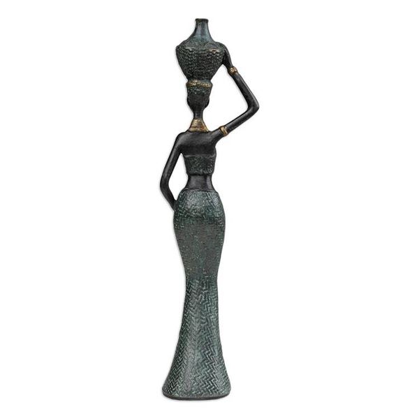 Alternate image for Folk Art Resin Sculpture of Javanese Woman Carrying Jug Traditional Dame