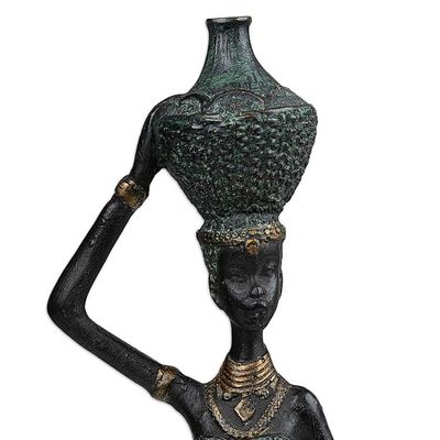 Alternate image for Folk Art Resin Sculpture of Javanese Woman Carrying Jug Traditional Dame