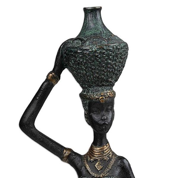 Alternate image for Folk Art Resin Sculpture of Javanese Woman Carrying Jug Traditional Dame