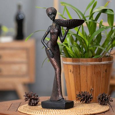 Primary image for Handmade Rose Gold Resin Sculpture of an Ancient Servant Sacred Servant